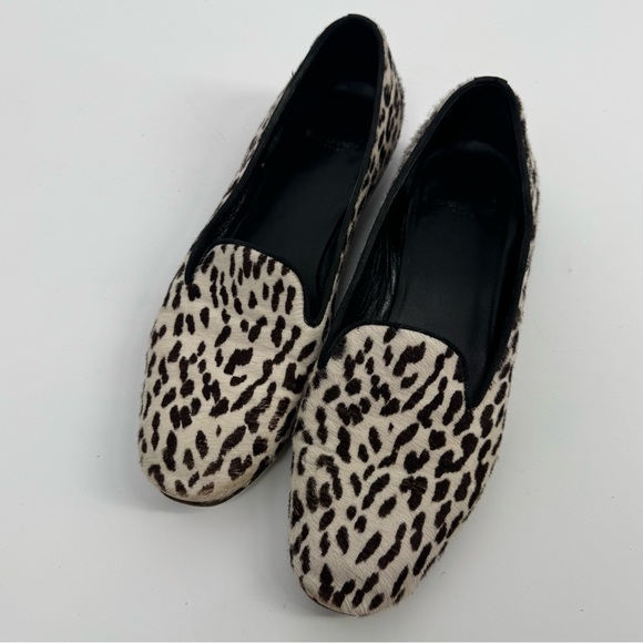 SAINT LAURENT Calfskin Calf Hair Corda Snow Leopard Slipper - Picture 1 of 10